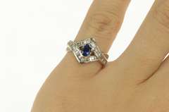 Platinum 0.97 Ctw Natural Sapphire Baguette Engagement Ring