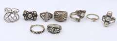 Group Lot of 9 Vintage Sterling Silver Rings