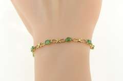 14K Yellow Gold Emerald Diamond Accent Classic Chain Bracelet