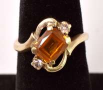 Elegant Gold Sapphire and Quartz Ring in Yellow Gold