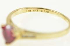 14K Yellow Gold Trillion Syn. Ruby Diamond Accent Classic Ring