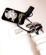 Ed Hardy Classic ladies roses watch with Swarovski crystals and white leather strap