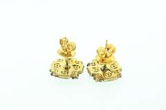 Noble Diamond Checkered Earrings with Gold Plated Silver