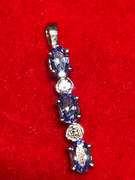 14K WHITE GOLD , DIAMOND AND TANZANITE PENDANT