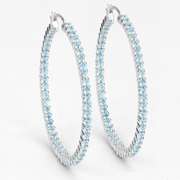 Plated Rhodium 3.60ctw Blue Topaz Earrings