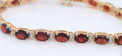 Majestic Yellow Gold oval Garnet and Diamond Tennis Bracelet