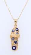 Fantastic Yellow Gold Evil Eye Flip Flop Pendant on Chain Necklace