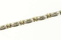 10K Yellow Gold 0.30 Ctw Diamond Two Tone X Link Tennis Bracelet