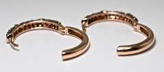 14K Rose Gold Champagne Diamond Hoops
