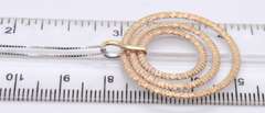 Gorgeous White Gold Two Tone Side Triple Circle Round Pendant on Chain