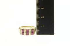 14K Yellow Gold 1.76 Ctw Baguette Ruby Diamond Statement Band Ring