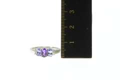 14K White Gold Oval Amethyst Tanzanite Diamond Accent Ring