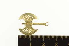 14K Yellow Gold Ornate Filigree Minoan Viking Axe Charm/Pendant