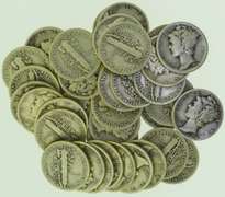 Lot of 37 assorted Old Winged-Head Mercury Dimes