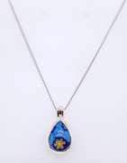 Vintage Sterling silver Blue Glass Pendant on Chain