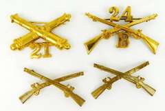 4 Vintage Military Crossed Rifles Pins
