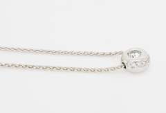 18k White Gold Bezel Set Diamond Pendant Necklace