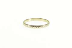 14K White Gold 2.4mm Art Deco Ornate Floral Wedding Band Ring