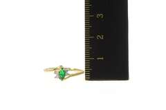 10K Yellow Gold Marquise Emerald Diamond Accent Bypass Ring