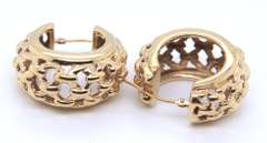 Attractive Yellow Gold Fancy Design Hoop Earrings