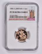 PF70 UCAM 1981 Great Britain 1 Sovereign NGC Gold Queen Elizabeth