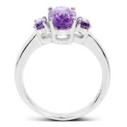 Plated Rhodium 2.42ctw Amethyst Ring