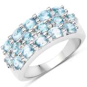 Plated Rhodium 4.00ctw Blue Zircon Ring
