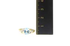 10K Yellow Gold Oval Blue Topaz Diamond Accent Statement Ring