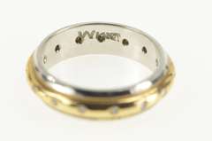 14K Yellow Gold Diamond Two Tone Rounded Wedding Band Ring