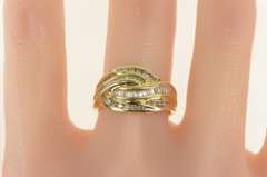 14K Yellow Gold 0.64 Ctw Wavy Curvy Bypass Domed Band Ring