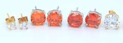 Group Lot of 4 Cubic Zirconia 925 Sterling Silver Stud Earrings