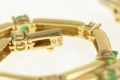 14K Yellow Gold Diamond Emerald Classic Bar Link Tennis Bracelet