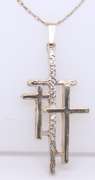 Vintage Sterling Silver Triple Cross Pendant on Chain