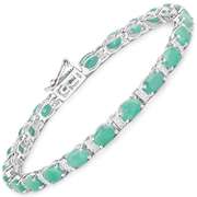Plated Rhodium 10.12ctw Emerald and White Topaz Bracelet
