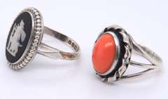 Lot of 2 Vintage Sterling Silver Rings