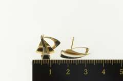 14K Yellow Gold Two Tone Geometric Abstract Statement Stud Earrings