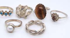 Group Lot of 7 Vintage 925 Sterling Silver rings
