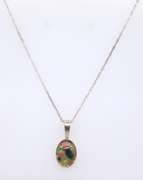 Vintage Sterling Silver Glass Pendant on Chain