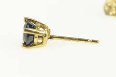14K Yellow Gold Round Classic Sapphire Solitaire Stud Single Earring