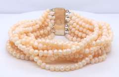 Multi Strand Pearl Bracelet with Sterling Silver Clasp