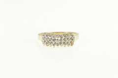 10K Yellow Gold Tiered Diamond Squared Row Band Ring