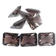 Emerald cut! Unheated! 15.44ct Smoky Quartz set