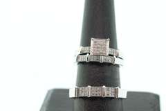 14K WHITE GOLD AND DIAMOND TRIO SET