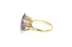 18K Yellow Gold 1940's Ornate Amethyst Statement Cocktail Ring
