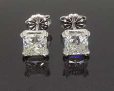Princess Cut Double Prong 1.69CTW Diamond Studs
