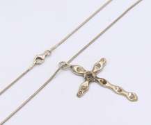 Group Lot of 3 Vintage 925 Sterling Silver Cross Pendants on Chain Necklaces