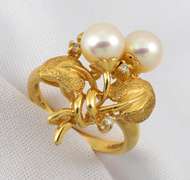 Organic Double Pearl Ring