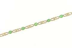 14K Yellow Gold Emerald Diamond Accent Classic Chain Bracelet