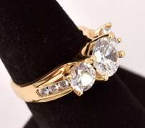 Gorgeous Three Stone CZ Ring in 14K Yellow Gold