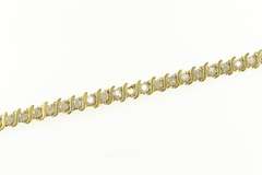 14K Yellow Gold 1.50 Ctw Diamond Wavy Link Classic Tennis Bracelet